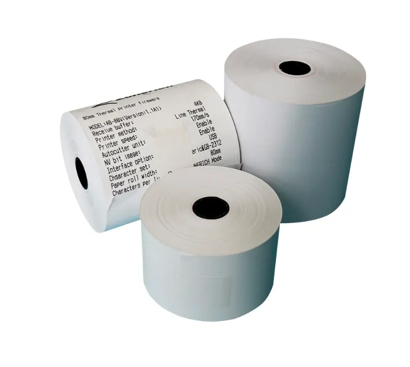 Gulungan kertas termal daur ulang-gulungan kertas termal 57*40mm untuk tinta biru Register Tunai