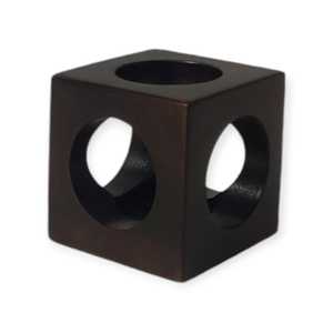 Modern Square Mango Wood <b>Candle</b> <b>Holders</b> and Dark Brown Lantern Jars Hand-Crafted for Home & <b>Garden</b> Christmas Decor - Product Image 1