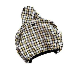 Best Selling Manufacturer Custom logo Heavyweight Cotton Double Layer <b>Hoodie</b> 400 Gsm Reversible Plaid Zip up Hoodies - Product Image 3