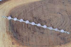 Rose Quartz <b>Sterling</b> <b>Silver</b> <b>Bracelet</b> Adjustable Gemstone Jewelry January Birthstone Handmade Gift For <b>Women</b> - Product Image 3