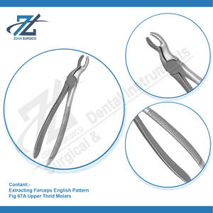 Pinzas de Extracción Figura 67A para Molares Superiores, Pinzas Quirúrgicas Manuales de Acero Inoxidable para Extracción Dental, Patrón Inglés - Product Image 4
