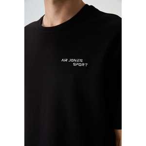 Ensemble de survêtement décontracté en coton pour homme, noir, épais et doux, coupe oversize texturée avec motif brodé - 85252 - Product Image 6