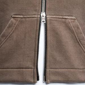 Sudadera con capucha personalizada para hombre de 500GSM en blanco de peso pesado de gran tamaño hombro caído recortado cuadrado de gran tamaño Full Zip up Hoodie mejor precio - Product Image 4