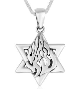 Collar con Colgante de Estrella de David de Acero Inoxidable 316L, Joyería Eterna, Collar con Diseño de Llama, Collar con Buen Diseño - Product Image 4