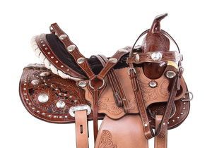 Selle Western en cuir véritable de qualité supérieure pour les courses de barils et l'équitation - Product Image 2