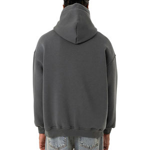 Wholesale Men's Autumn <b>Hooded</b> <b>Fleece</b> Sweatshirt with Custom Logo Pocket Oversized Boxy Fit Breathable Anti-Wrinkle Fabric - Product Image 3