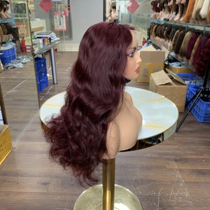 Factory Supplier 13x4 Lace 24 Inch Ocean Wave Raw Vietnamese Hair Wigs 99j Wholesale Bulk Sale Full <b>Thick</b> Hair Mass - Product Image 2