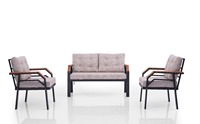 Ensemble de chaises de balcon démontables KUGU Ceyhan Mini Modern Turkish 4 pièces en fer et bois, mobilier d'extérieur pour hôtel