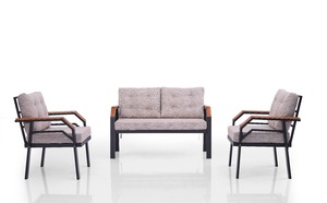 Juego de Muebles de Exterior KUGU Ceyhan Mini Moderno Turco de 4 Piezas con Estructura Metálica y Mesa de Madera Desmontable para Balcón - Product Image 4