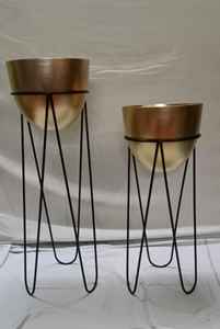 Ensemble de 3 supports de plantes en fer forgé modernes, finition cuivre, hauteur 36 pouces, résistants à la rouille et légers - Product Image 2