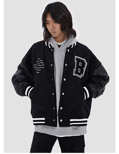 Chaquetas de alta calidad para hombre, chaqueta universitaria de béisbol bordada con estampado personalizado al por mayor - Product Image 5