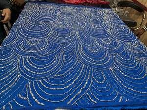 Tissu de dentelle perlée nigérian de luxe pour robes de mariée Filet de tulle brodé de haute qualité Tissu de dentelle perlée de haute qualité - Product Image 6