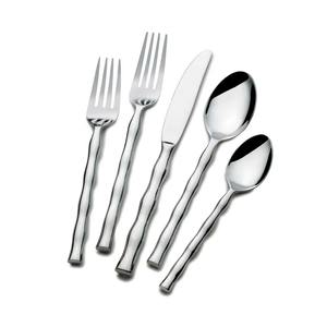 Juego de 5 cubiertos de acero inoxidable, cuchara, cuchillo, tenedor, Apto para lavavajillas, perfecto para uso en mesa de cocina, manijas de diseño ondulado - Product Image 6