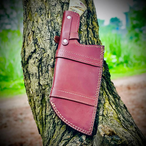 Cuchillo de cocina serbio de acero de Damasco hecho a mano, mango de cuerno de carnero con mango cómodo, Funda de cuero gratis, cuchillo de cocina - Product Image 6