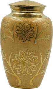 Urnas funerarias de aluminio Eternity Cream y Gold para adultos, estilo hermoso humano, urna funeraria de entierro hecha a mano para cenizas, tamaño personalizado - Product Image 4