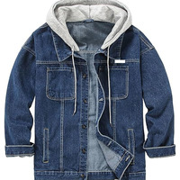 Chaqueta Vaquera Casual de Hombre para Otoño/Invierno, Color Sólido, Corte Holgado, Logotipo Frontal, Transpirable, de Secado Rápido, Personalizable, Prenda Exterior de Alta Calidad