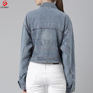 Venta al por mayor Mujeres Personalizar Chaqueta de mezclilla Diseño de logotipo personalizado Pantalones cortos Adultos Chaquetas de invierno transpirables - Product Image 3