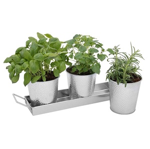 Galvanized Planter with Stand Set Flower Planter Stand Galvanized Plant Stand with Corrugated Design and Metal Frame - Product Image 4