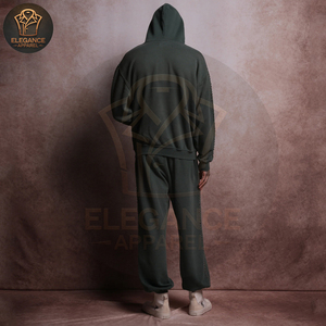 Green Embroidered Fleece Hoodies for Men Breathable Eco-Friendly Custom Streetwear OEM/ODM Service Best Supplier - Product Image 6