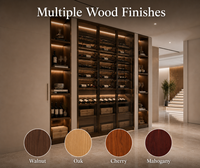 Armoire de salon moderne de luxe KEJIA avec porte en verre et éclairage LED, armoire à vin modulaire en bois sur mesure pour projet de villa