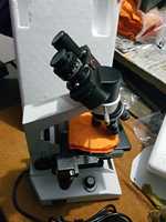 Microscope biologique binoculaire portable 1000x avec caméra 1920x1080, éclairage par ampoule, garantie 1 an pour usage en laboratoire