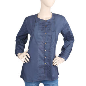 Women'<b>s</b> Full Sleeves Western Top - Steel Blue - Product Image 1