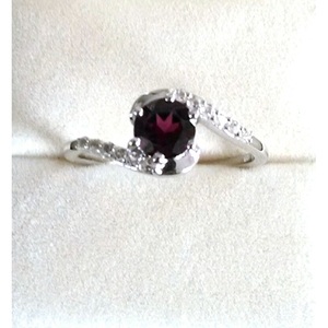 Handmade 925 Sterling Silver <b>Ring</b> with Natural Garnet and White Topaz 10K Material Cut Stone for Engagement by Shah Gems - Product Image 1
