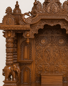 Best Quality Teak Wooden Handcrafted Durable Carved Home <b>Mandir</b> Customize South Indian Style Foldable Temple Storage India USA - Product Image 5