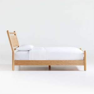 Cama con plataforma moderna de mediados de siglo, acabado en madera natural - Product Image 2