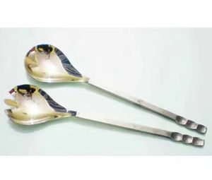 Acier inoxydable Enfants Mini Serveur de Salade Antique Tourbillon Argenterie Ustensiles de Cuisine Serveur Cuillère & Fourchette à Fruits Ensemble de Serveur de Salade - Product Image 4