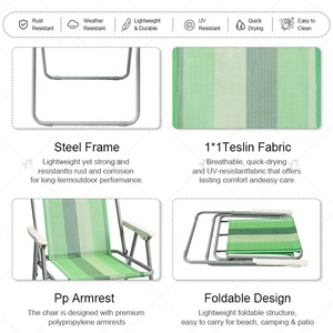 Sedia da Spiaggia con Telaio in Acciaio, Resistente e Confortevole, Arredo Esterno Portatile per Hotel e Spiagge - Product Image 5