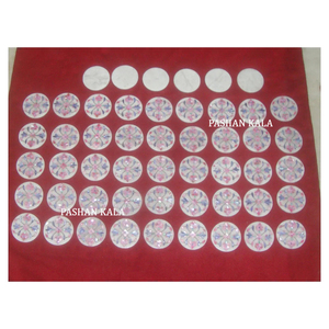 Artesanía a mano y buena calidad con forma redonda Espejo de nácar con incrustaciones de mármol blanco con espejos lisos y brillantes - Product Image 1