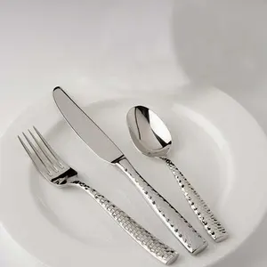 Set di posate Full Handel Sparkle placcato argento collezioni di utensili da cucina cucchiaio forchetta e coltello set di posate con manico in ceramica di bambù
