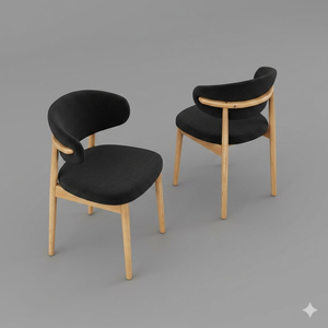 Chaise de salle à manger moderne en teck rembourrée avec dossier incurvé, chaise d'appoint minimaliste pour restaurant, pour espace repas - Product Image 3
