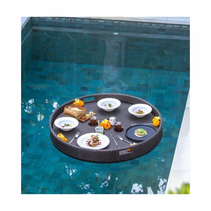 Plateau flottant en rotin tissé à la main élégant, style bohème chic, accessoire de piscine, plateau flottant en rotin fonctionnel pour le petit-déjeuner, plateau pour boissons - Product Image 1