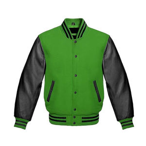 Veste de baseball varsity pour homme de haute qualité en gros, col montant, broderie sur le devant, style urbain - Product Image 4