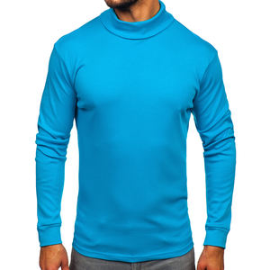 T-shirt à col roulé pour homme, en polyester, coupe classique, doublé, tricoté, chaud, uni, anti-boulochage, manches longues, service OEM - Product Image 6