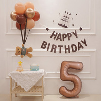Vente directe papier carte 32 pouces 0-9 Caramel crème chocolat Vintage couleur numéro ballon joyeux anniversaire fête décoration ballons