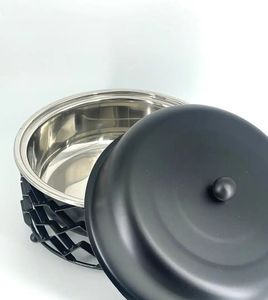 Cazuela con revestimiento negro moderno con plato de frotamiento de candelita incluido para el hogar Hotel Buffet fiesta Oriente Medio cocina calentador de alimentos - Product Image 2