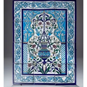 18 \ "X 24 \" Azulejo de cerámica Mural Flores pintadas a mano Panel de pared Arte Backsplash para cocina o baño - Product Image 1