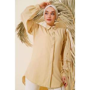 Blusas y camisas de mujer con cuentas beige Diseño elegante con cuentas para comodidad y estilo - Product Image 2