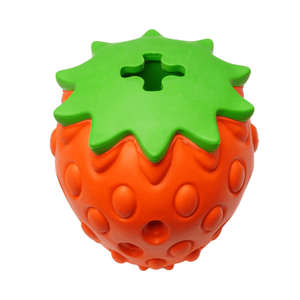 Jouet à mâcher interactif en caoutchouc pour chien - Jouet écologique pour le nettoyage et le broyage des dents avec un design en forme de fraise pour les chiens - Product Image 6