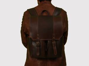 Logotipo personalizado Unisex Cuero genuino Impermeable Diseño simple Mochila de viaje de negocios 2017 - Product Image 5