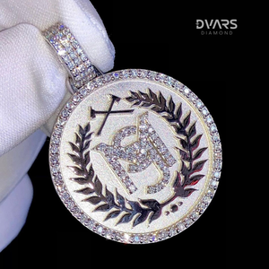 Colgante Personalizado con Letra o Símbolo VVS, Nombre/Número con Incrustaciones de Diamantes, Plata de Ley 925 Clásica, Chapado en Oro, Unisex, Joyería Personalizable - Product Image 2