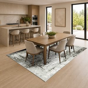 Tapis de salon en chenille gris argenté moderne abstrait imprimé numériquement, lavable en machine, antidérapant, vente en gros RUGS DEPOT LXDP-0529 - Product Image 4