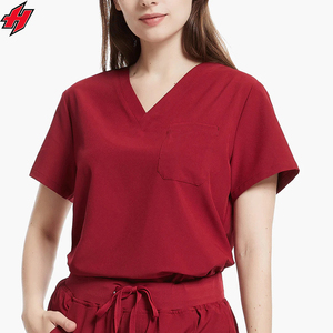 Uniformes hospitaliers de conception de collier à la mode infirmières de gommage médical ensembles d'uniformes imperméables à l'eau costumes de gommage d'allaitement anti-rides - Product Image 4