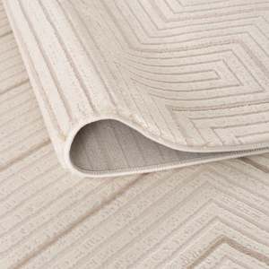 Carmel <b>Cream</b>-<b>Beige</b> Geometric <b>Rug</b> Netline Home-Classic Turkish Design High Cotton-Polyester Blend for Bedroom Hallway Teen - Product Image 3