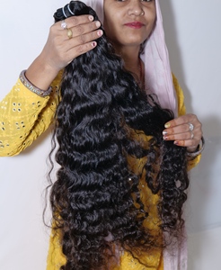 Extensiones de cabello humano de Color negro Natural sin procesar de La Virgen barata del vendedor del templo indio Estilo rizado súper ondulado profundo Suelto - Product Image 6