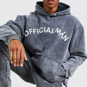 Sudadera con Capucha Unisex, Estilo Deportivo, Lavado Ácido, 100% Algodón, Tallas Grandes, Transpirable, para Invierno, 400gsm, Felpa, Vintage, con Logotipo Personalizado - Product Image 6