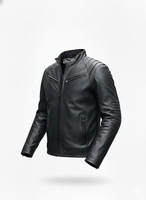 Veste de motard pour homme, imperméable et coupe-vent, à capuche avec fermeture éclair, grande taille, en cuir d'agneau épais